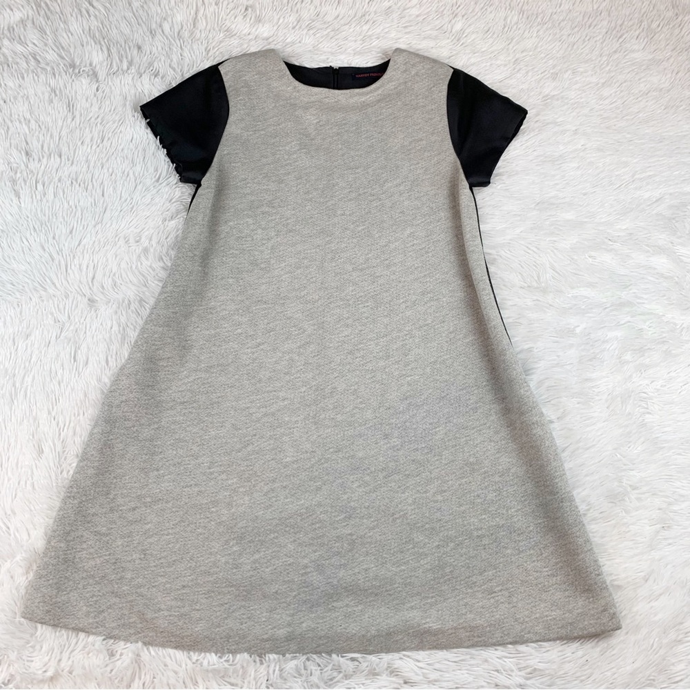 Harvey Faircloth short sleeve grey black a-line dress Made‎ in USA